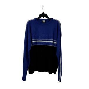 Men’s Vintage Blue & Black Meister Crewnexk Wool Blend Pullover: Size M